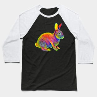 Psychedelic Rainbow Bunny Rabbit Baseball T-Shirt